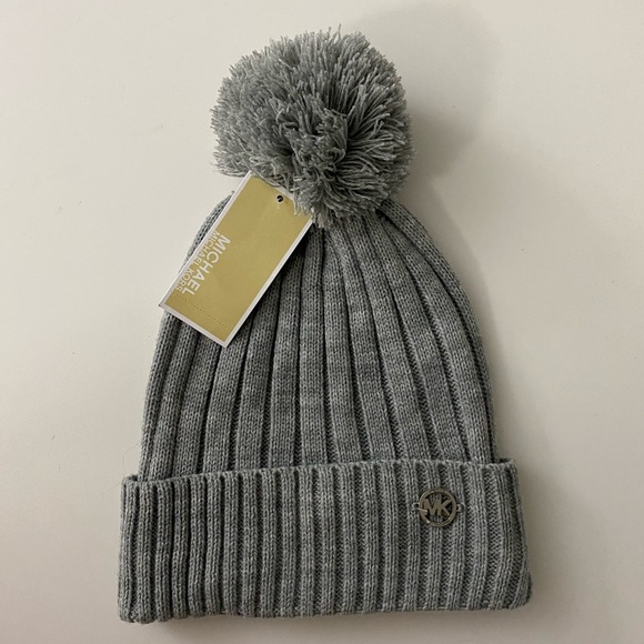 Michael Kors Accessories - Michael Kors Grey Pom-Pom Beanie